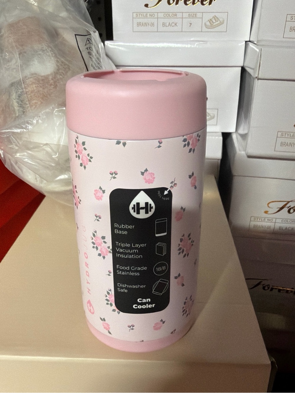 Pink Floral Insulated Can Cooler